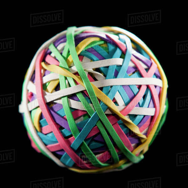Ball of colorful rubber bands Stock Photo Dissolve
