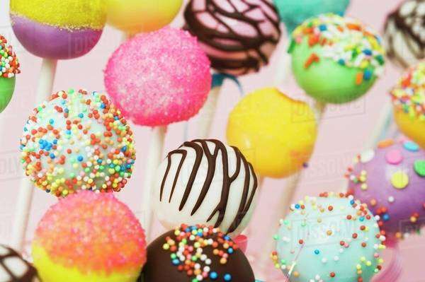 Colourful Cake Pops With Assorted Decorations Stock Colourful Cake Pops With Assorted Decorations Stock