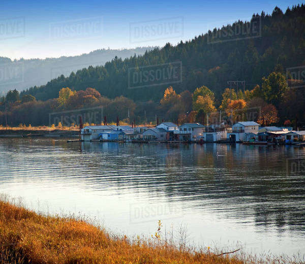 Houseboats on Sauvie Island, Oregon Stock Photo Dissolve