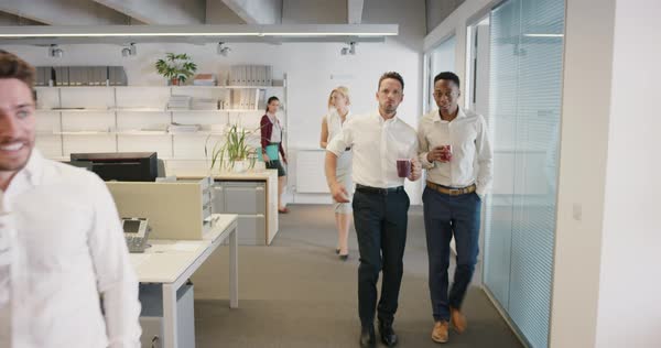 Businessman Walking Into Office Naked Colleagues Looking With Shock