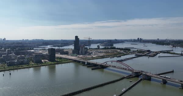 Aerial drone video on the new constructed Amsterdam Sluisbuurt, on