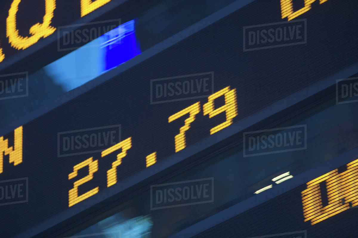 Usa, New York State, New York City, Times Square, Stock Quotron, close