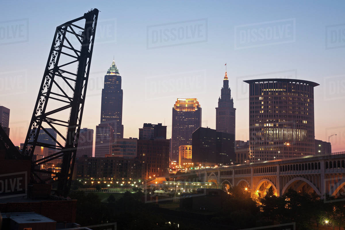 USA Ohio Cleveland Skyline at sunrise Stock Photo Dissolve USA Ohio Cleveland Skyline at sunrise Stock Photo Dissolve