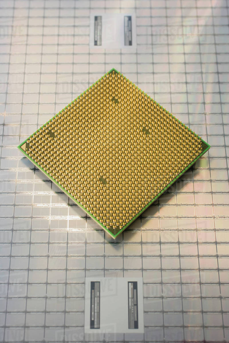 Close up of computer chip Stock Photo Dissolve