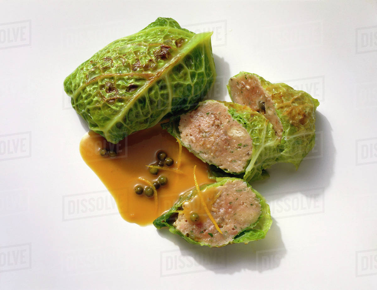 Savoy Cabbage Roulades with Ground Meat Filling - Stock Photo - Dissolve