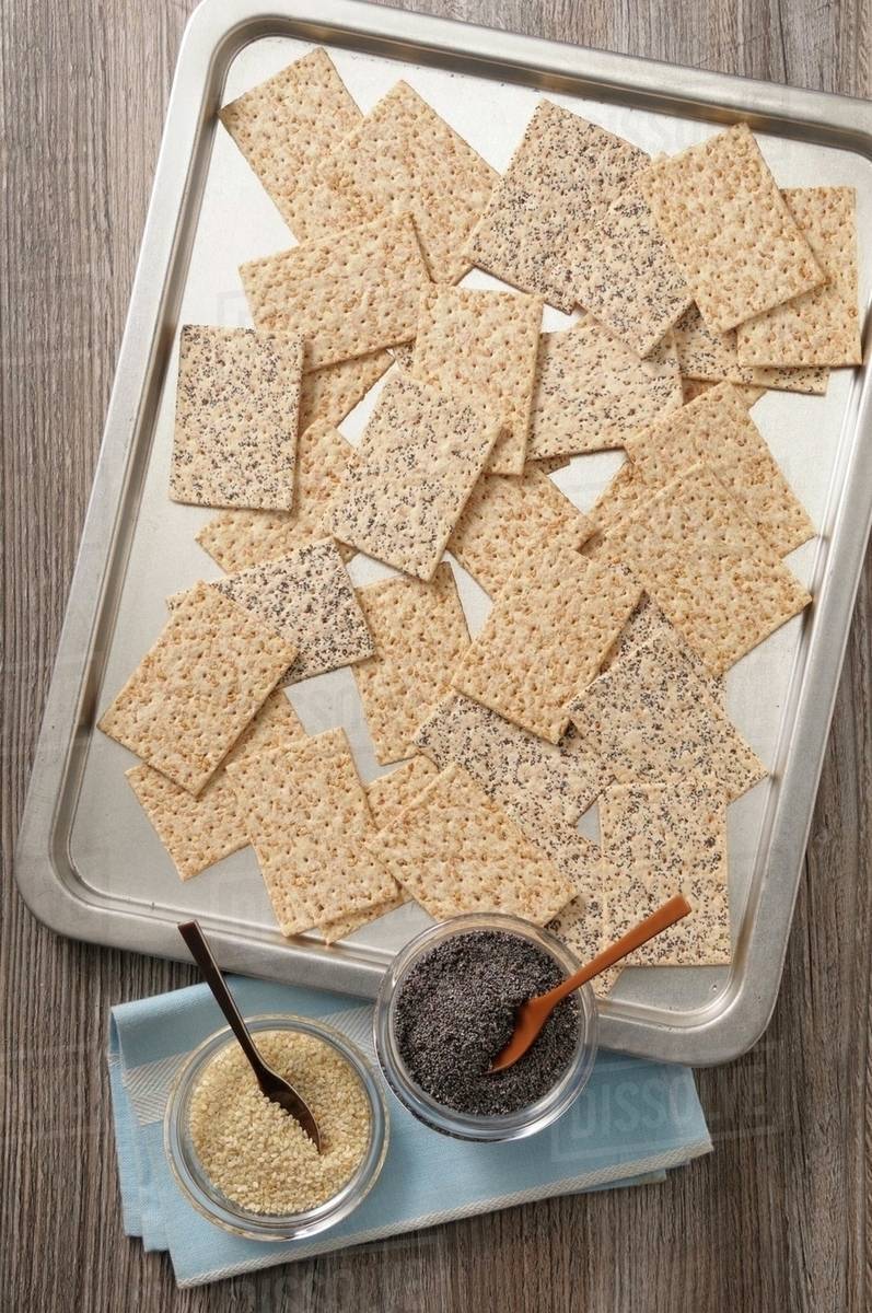 Crackers with sesame seeds and poppy seeds Stock Photo Dissolve