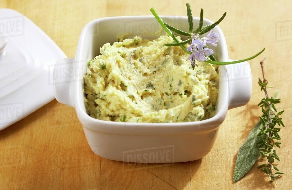 Herb butter with rosemary Stock Photo Dissolve
