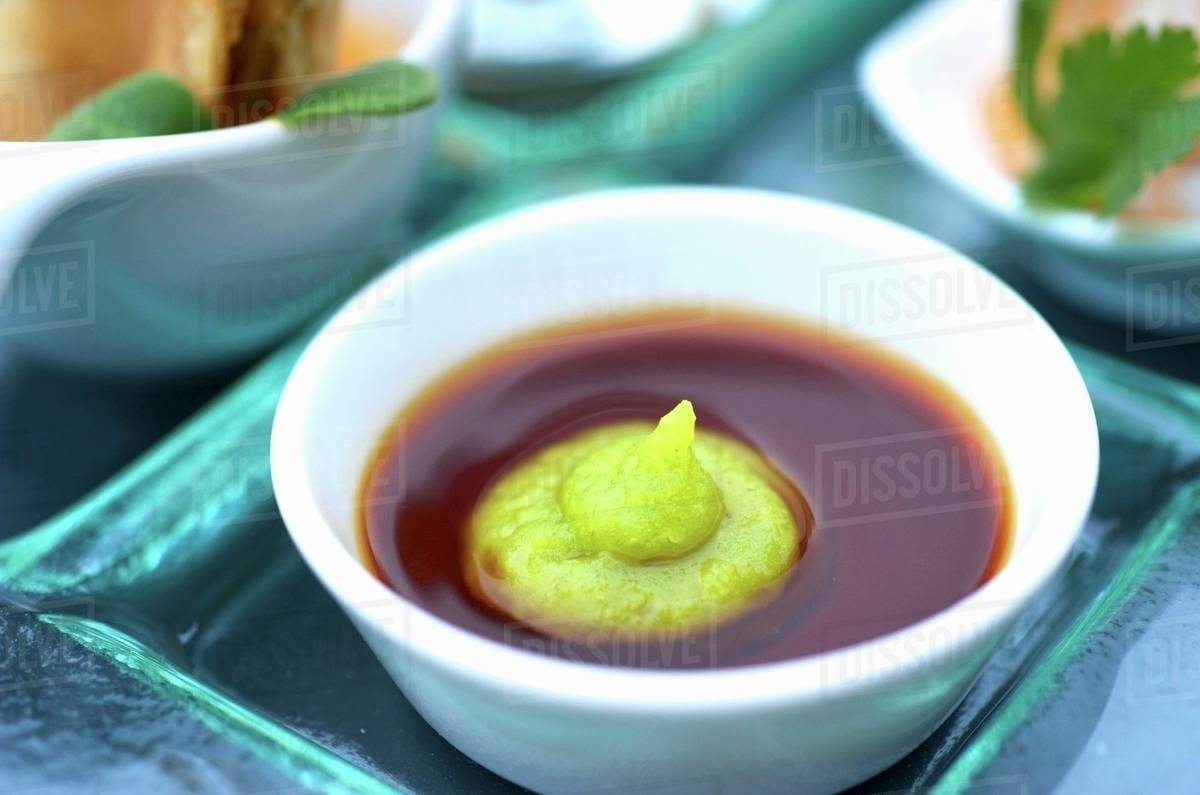 Soy sauce and wasabi Stock Photo Dissolve