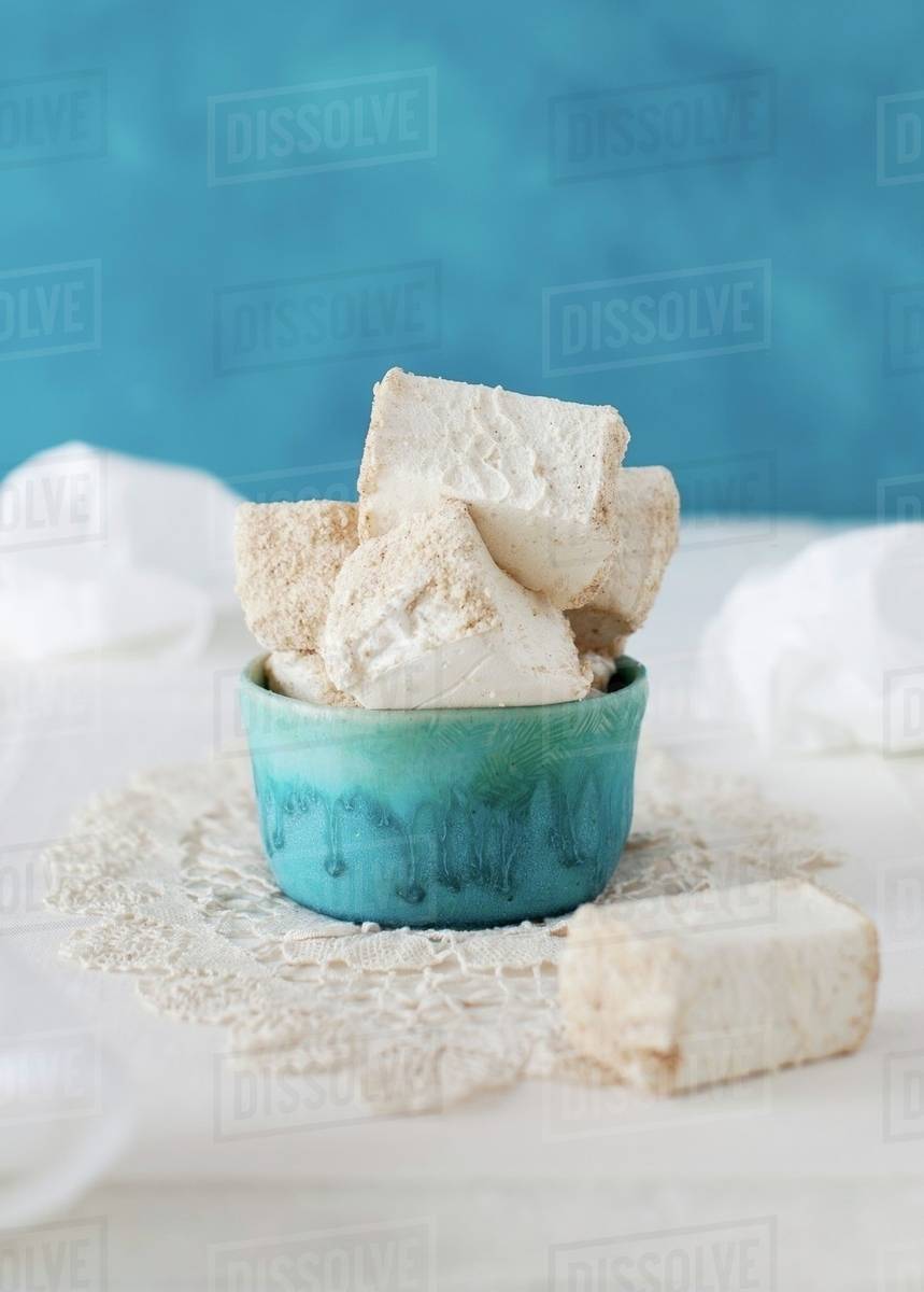 Homemade Marshmallows with Honey and Spiced Almond Coating Stock