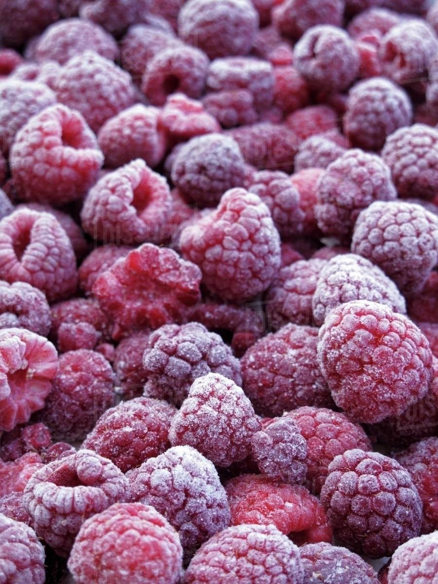 Lots of frozen raspberries Stock Photo Dissolve