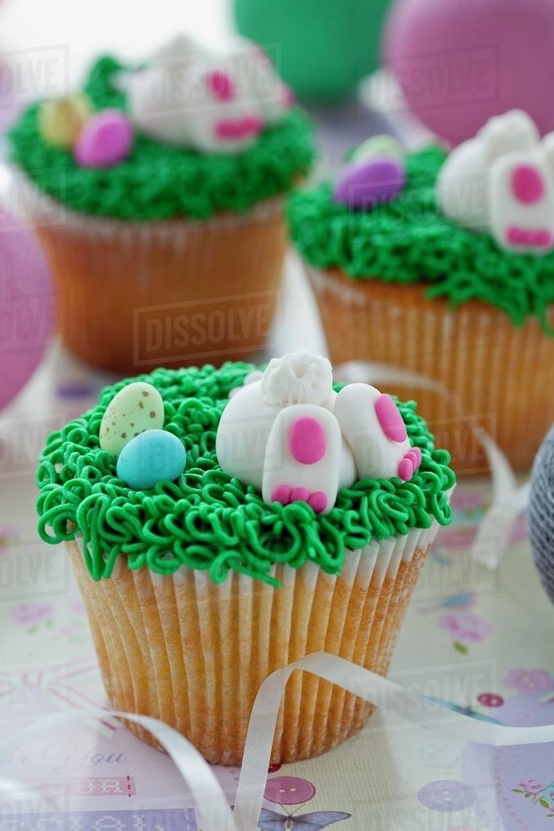Vanilla Cupcakes With Buttercream And Sweet Easter Themed