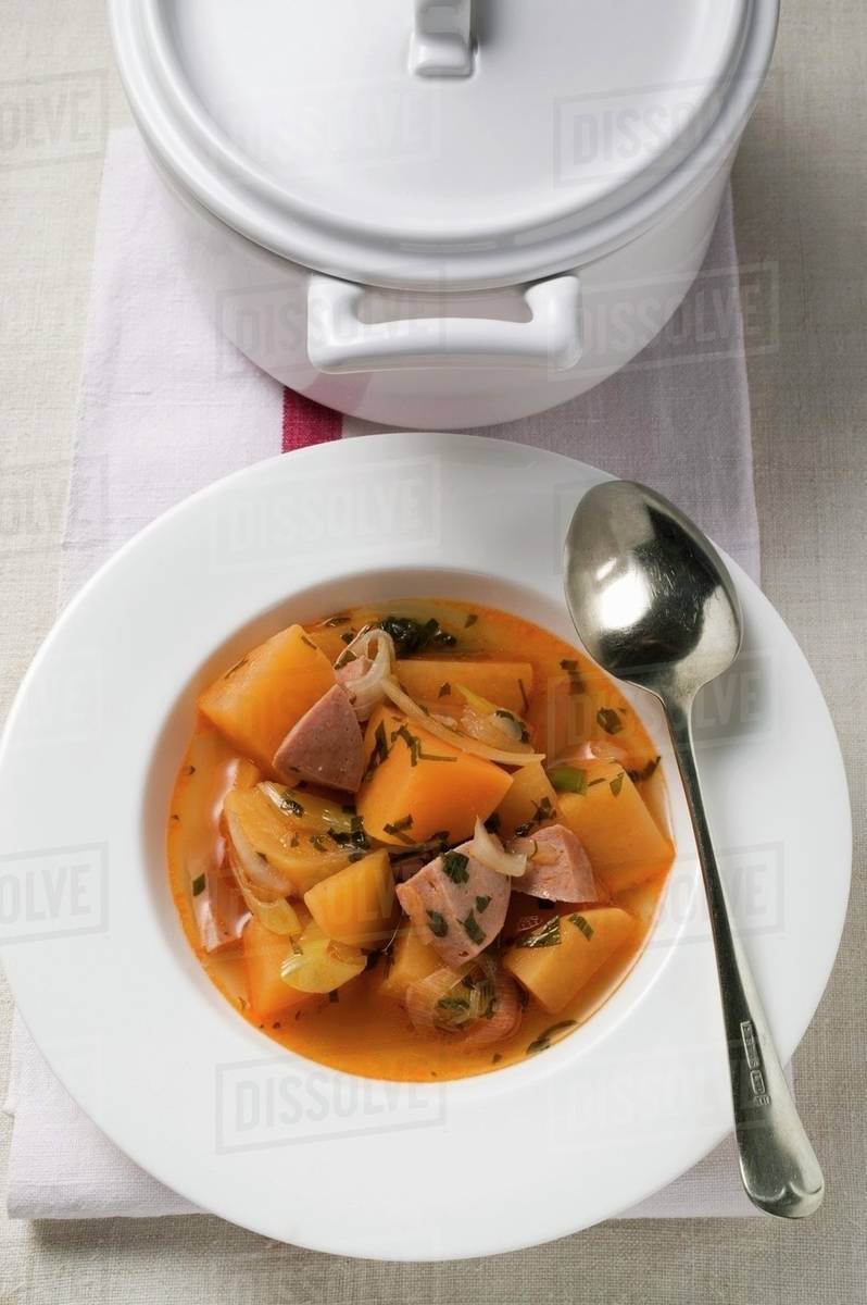 Potato stew with sausage Stock Photo Dissolve