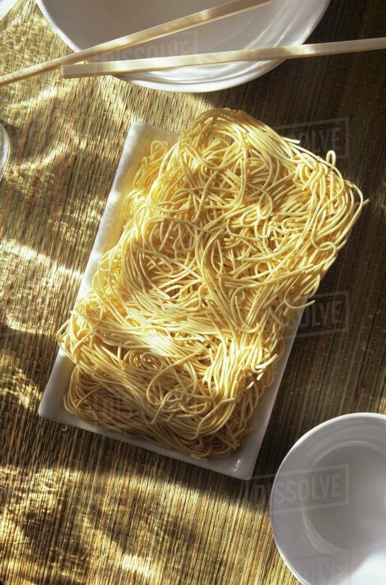 Dry Soba Noodles; From Above Stock Photo Dissolve