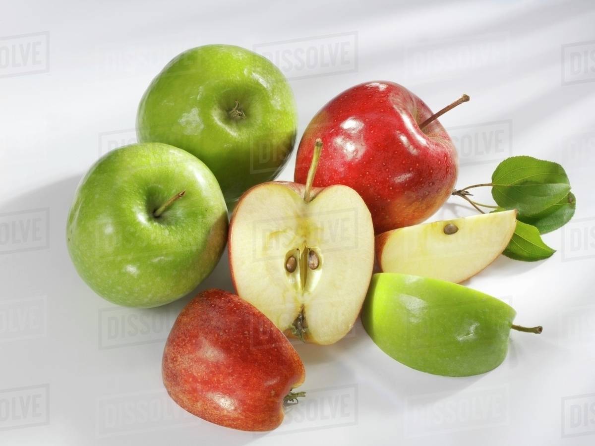 'Granny Smith' and 'Royal Gala' apples Stock Photo Dissolve