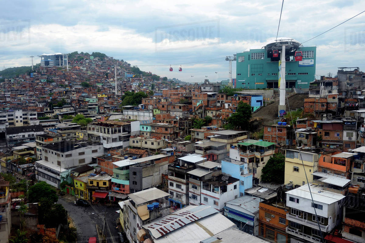 Brazil, Rio de Janeiro, view of Favela Complexo do Alemao Stock Photo Dissolve