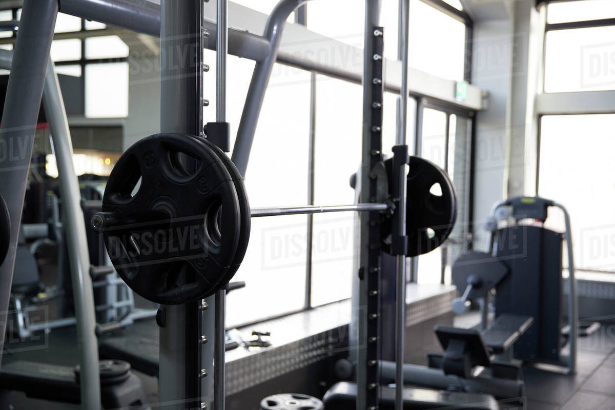 Fitness equipment in gym Stock Photo Dissolve