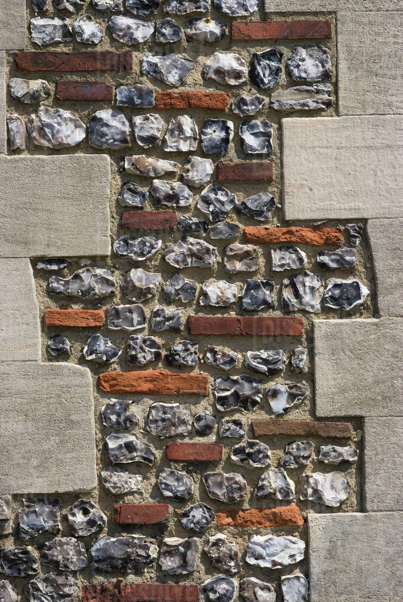 Roman flint and tile wall Stock Photo Dissolve