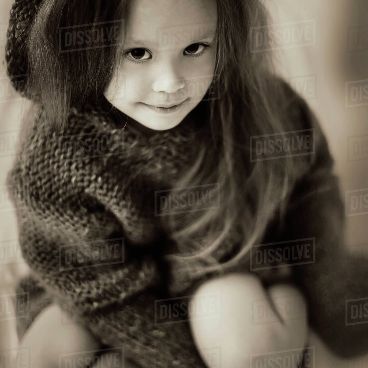 Caucasian girl wearing knitted sweater Stock Photo Dissolve