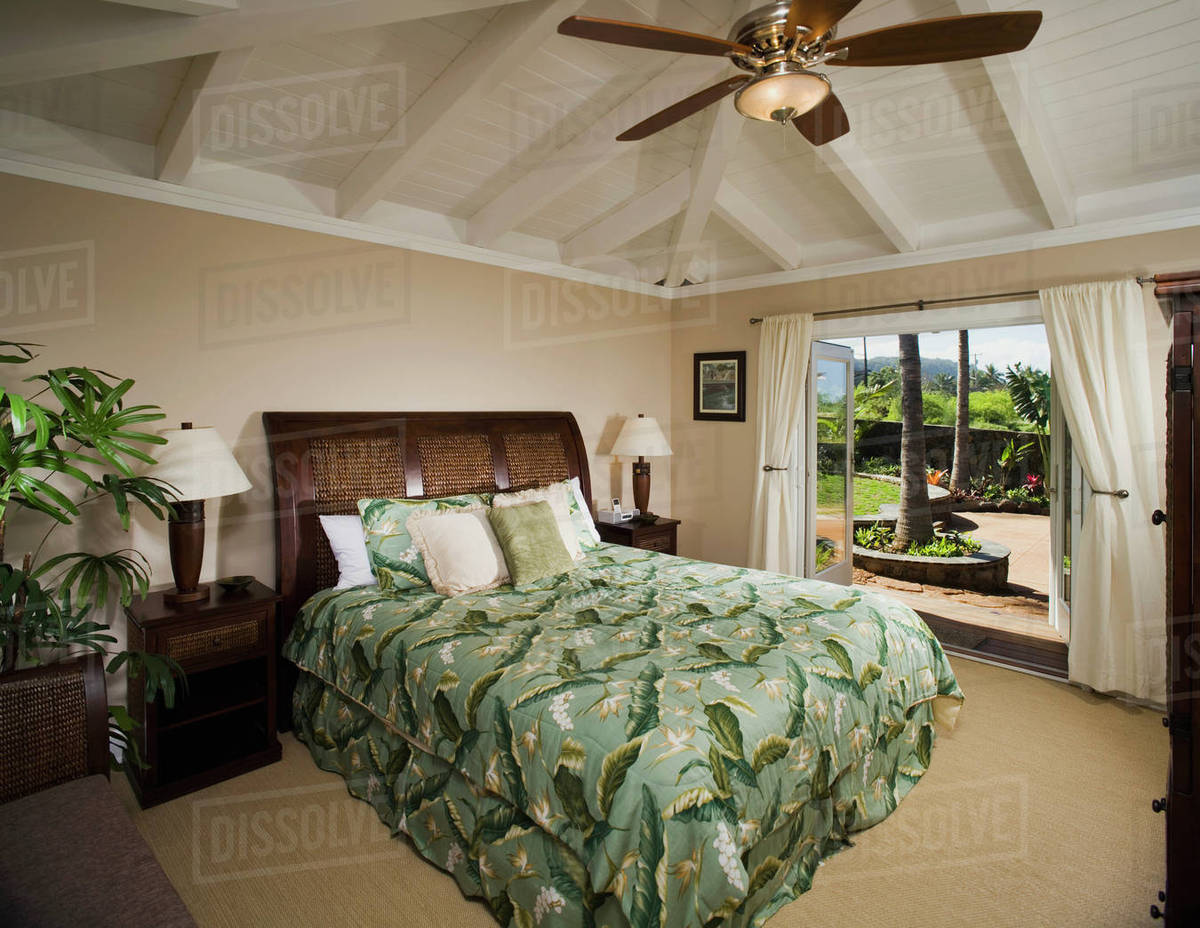 Interior of a Hawaiian bedroom Stock Photo Dissolve