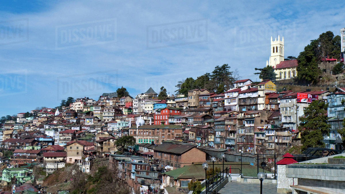 Hillside Homes in Shimla, India Stock Photo Dissolve