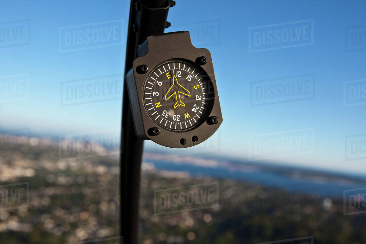 Close Up Of Compass In Aircraft Stock Photo Dissolve