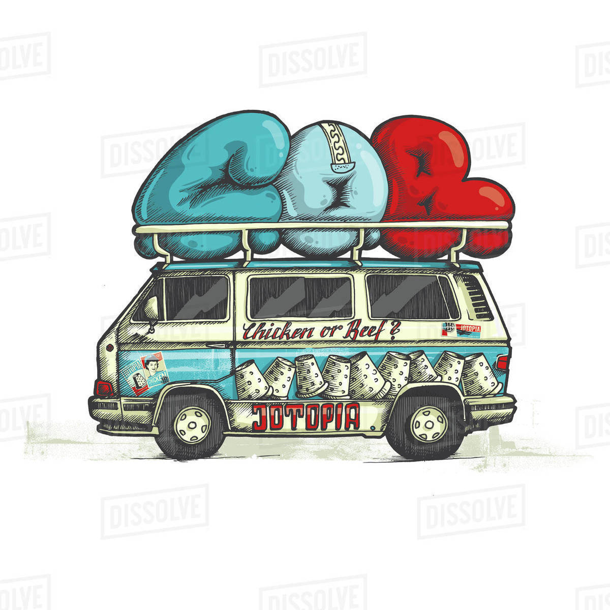 Illustration of holiday van isolated on white background Royalty-free stock photo