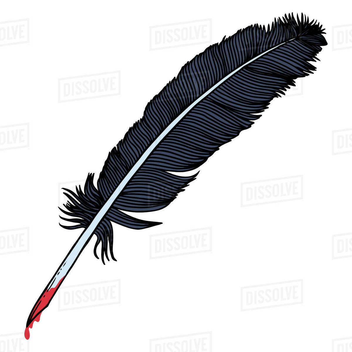 Illustration of feather with blood isolated on white background Royalty-free stock photo