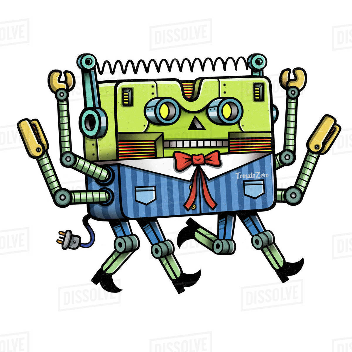 Cartoon illustration of robot worker isolated on white background Royalty-free stock photo