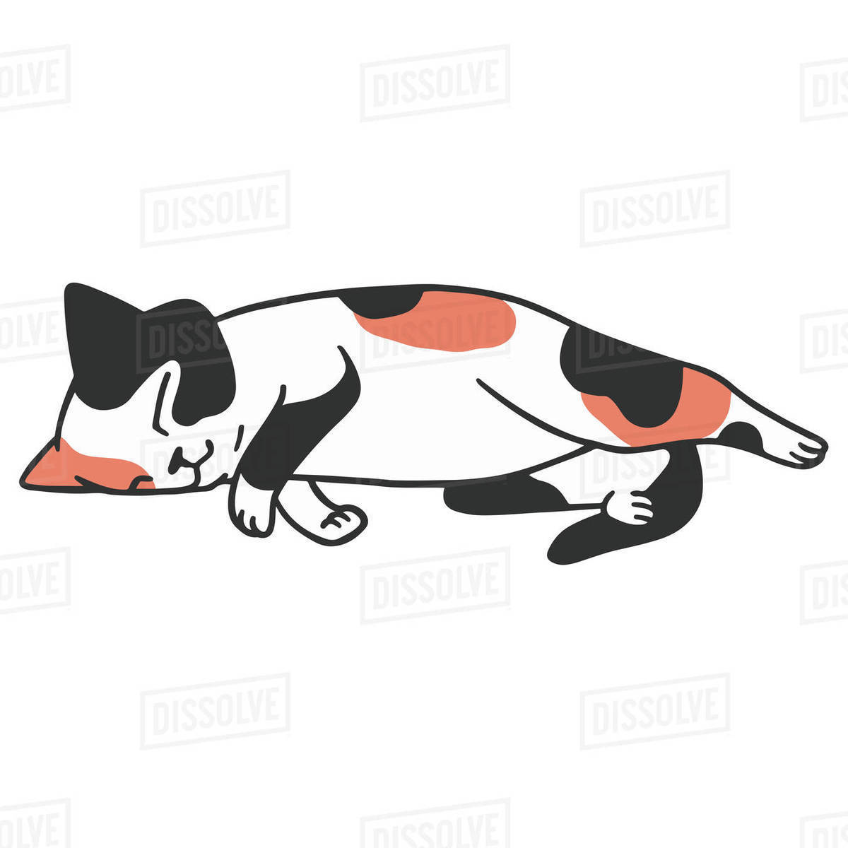 Illustration of a cat sleeping against white background Royalty-free stock photo