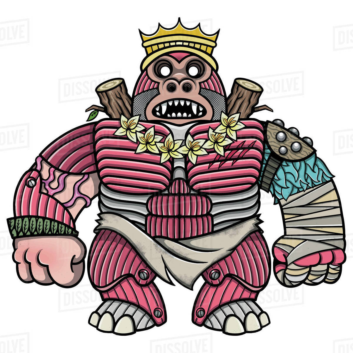 Cartoon illustration of king kong isolated on white background Royalty-free stock photo