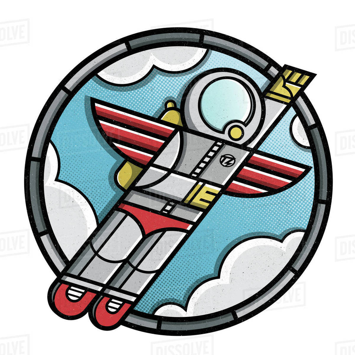 Cartoon illustration of rocket man isolated on white background Royalty-free stock photo