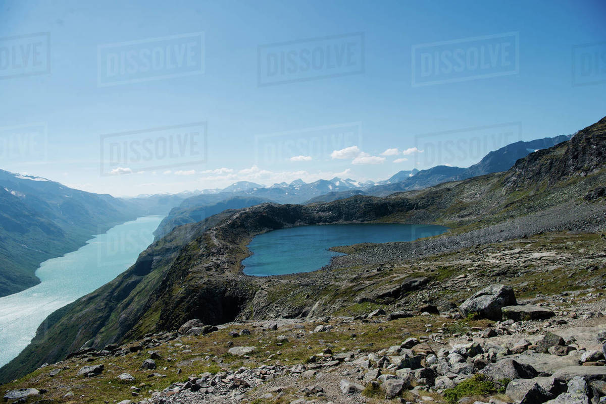 Besseggen ridge over Gjende lake in Jotunheimen National Park, Norway ...