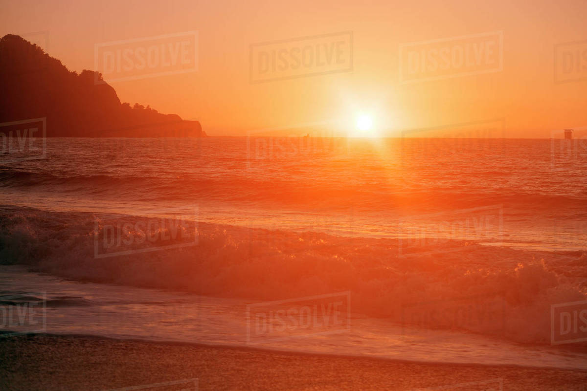 Sunset at bakers beach, San Francisco, California, America, USA Stock