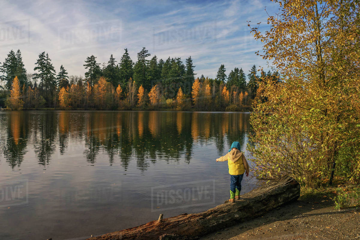 Boy dropping rocks into lake - Royalty-free Stock Photo | Dissolve
