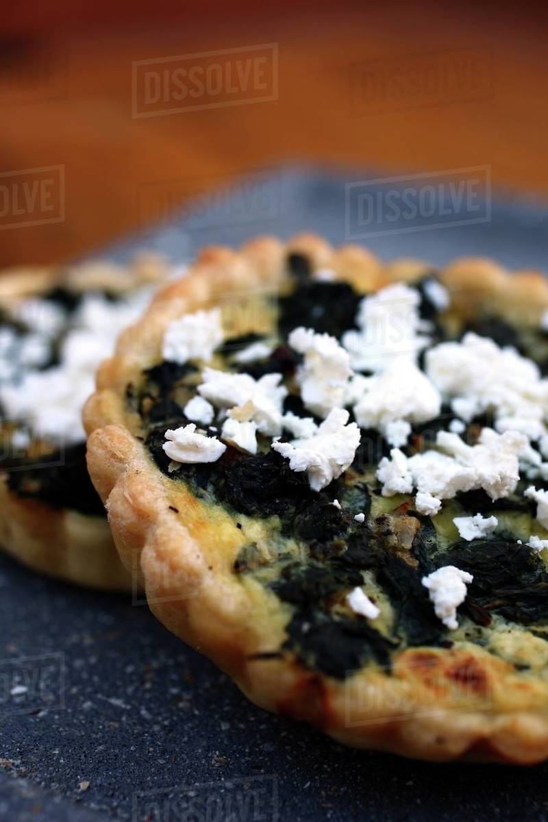 Spinach and feta quiche Stock Photo Dissolve