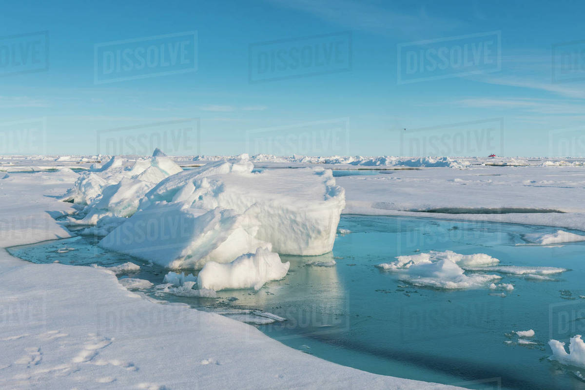 Melting ice at North Pole, Arctic Stock Photo Dissolve