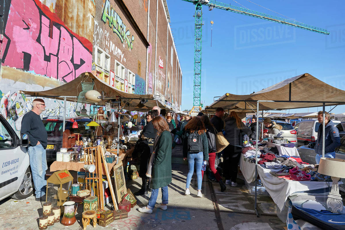 IJ Hallen monthly market at the NDSM in Amsterdam Noord, the biggest flea market in Europe, Amsterdam, North Holland, The Netherlands, Europe Royalty-free stock photo