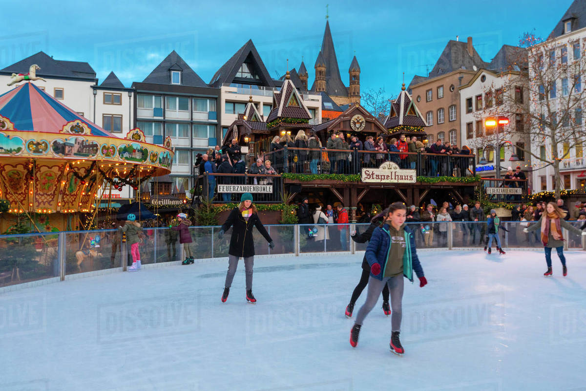 Skating, Cologne Christmas Market, Cologne, North Rhine-Westphalia, Germany, Europe Royalty-free stock photo