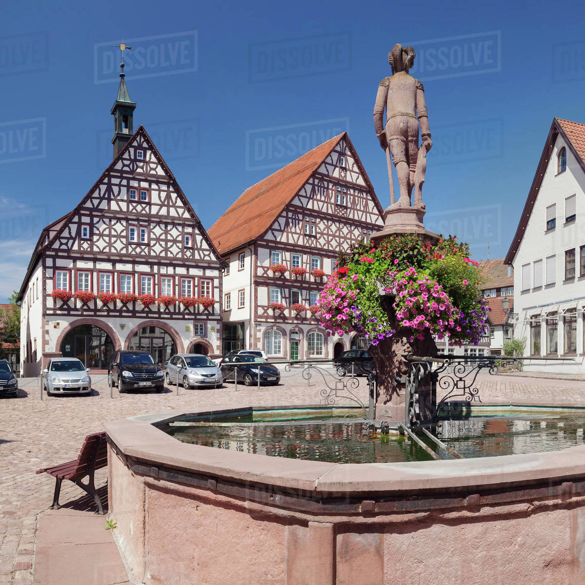 Town hall and half-timbered house, marketplace, Dornstetten, Black Forest, Baden-Wurttemberg, Germany, Europe Royalty-free stock photo