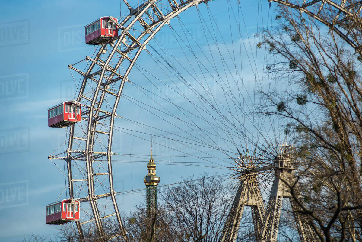 Historic Vienna Giant Ferris Wheel (Riesenrad) in Prater, Vienna, Austria, Europe Royalty-free stock photo