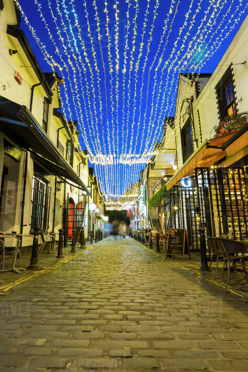 Cobbled backstreet of Ashton Lane, West End, Glasgow, Scotland, United Kingdom, Europe Royalty-free stock photo