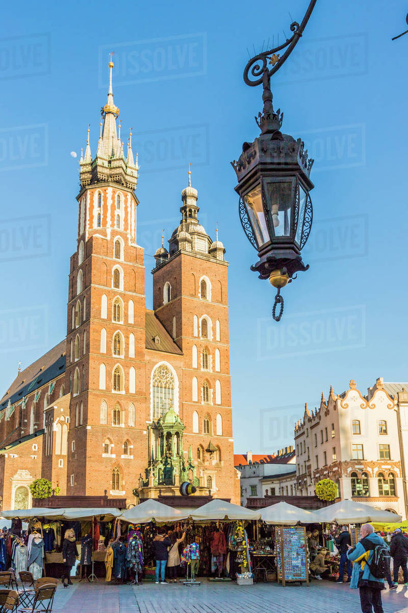 St. Mary's Basilica in the medieval old town, UNESCO World Heritage Site, Krakow, Poland, Europe Rights-managed stock photo