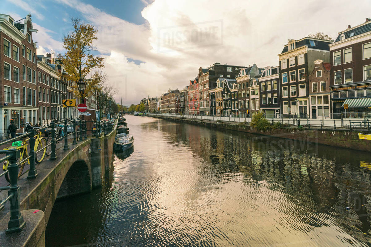 Canal at the historic centre of Amsterdam close to the red light