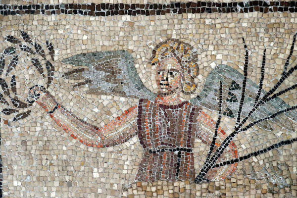 Mosaic floor, 4th century, a Christian mosaic version of Victoria ...
