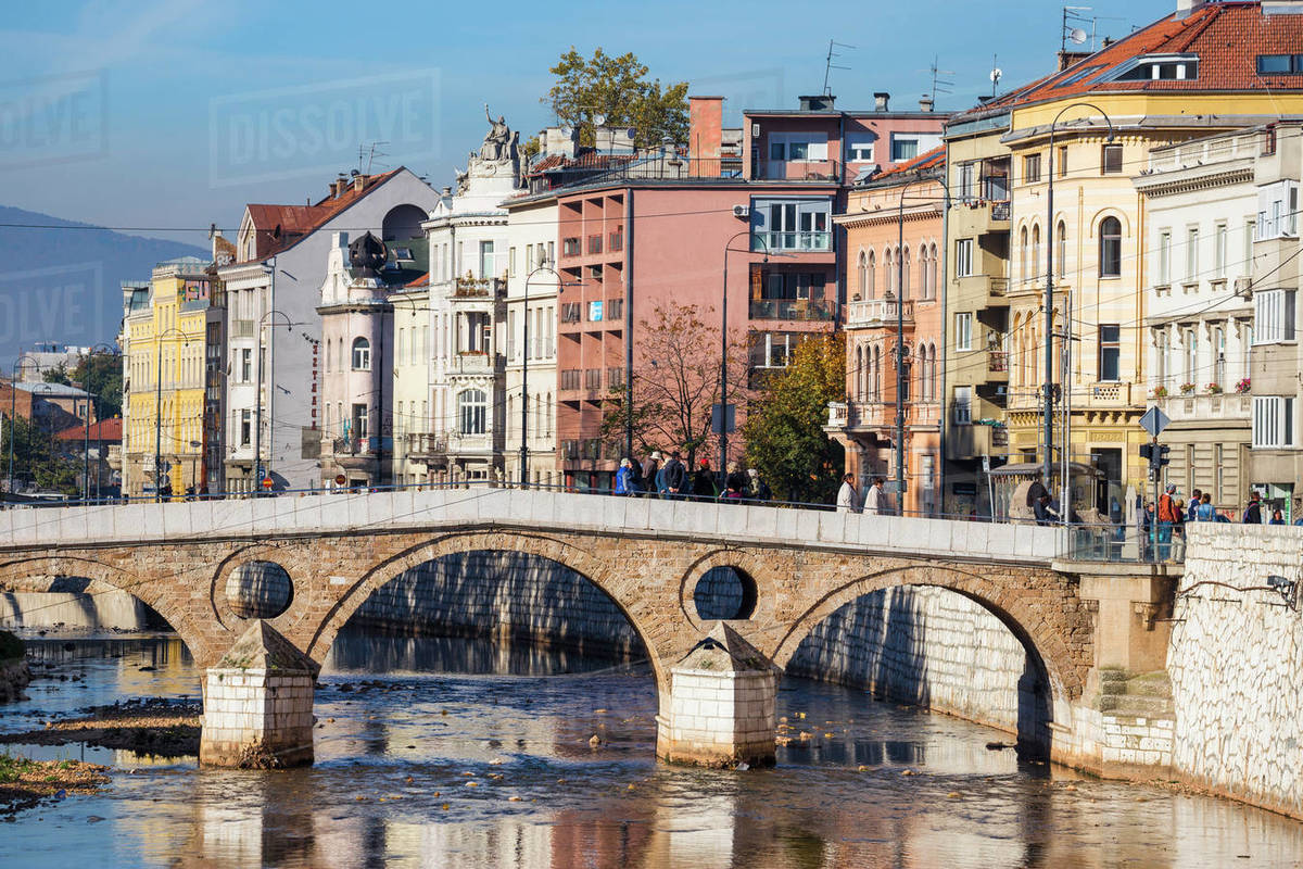 Latin Bridge, Sarajevo, Bosnia and Herzegovina, Europe Stock Photo