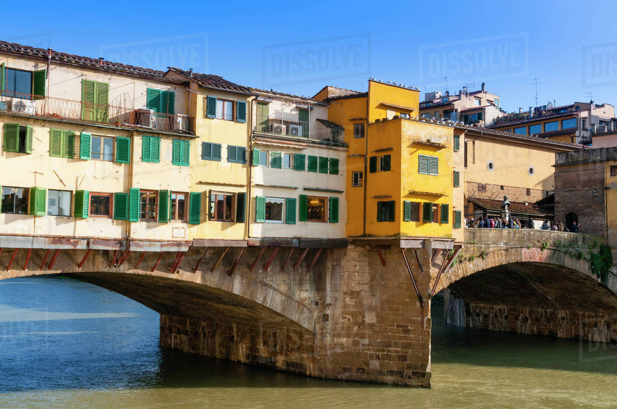 Ponte Vecchio River Arno Unesco World Heritage Site Firenze Tuscany Italy Stock Photo Dissolve