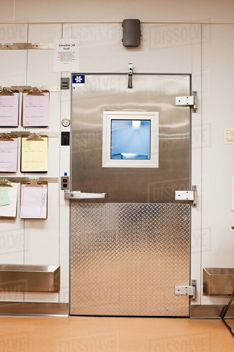 Walk in freezer, commercial kitchen Stock Photo Dissolve