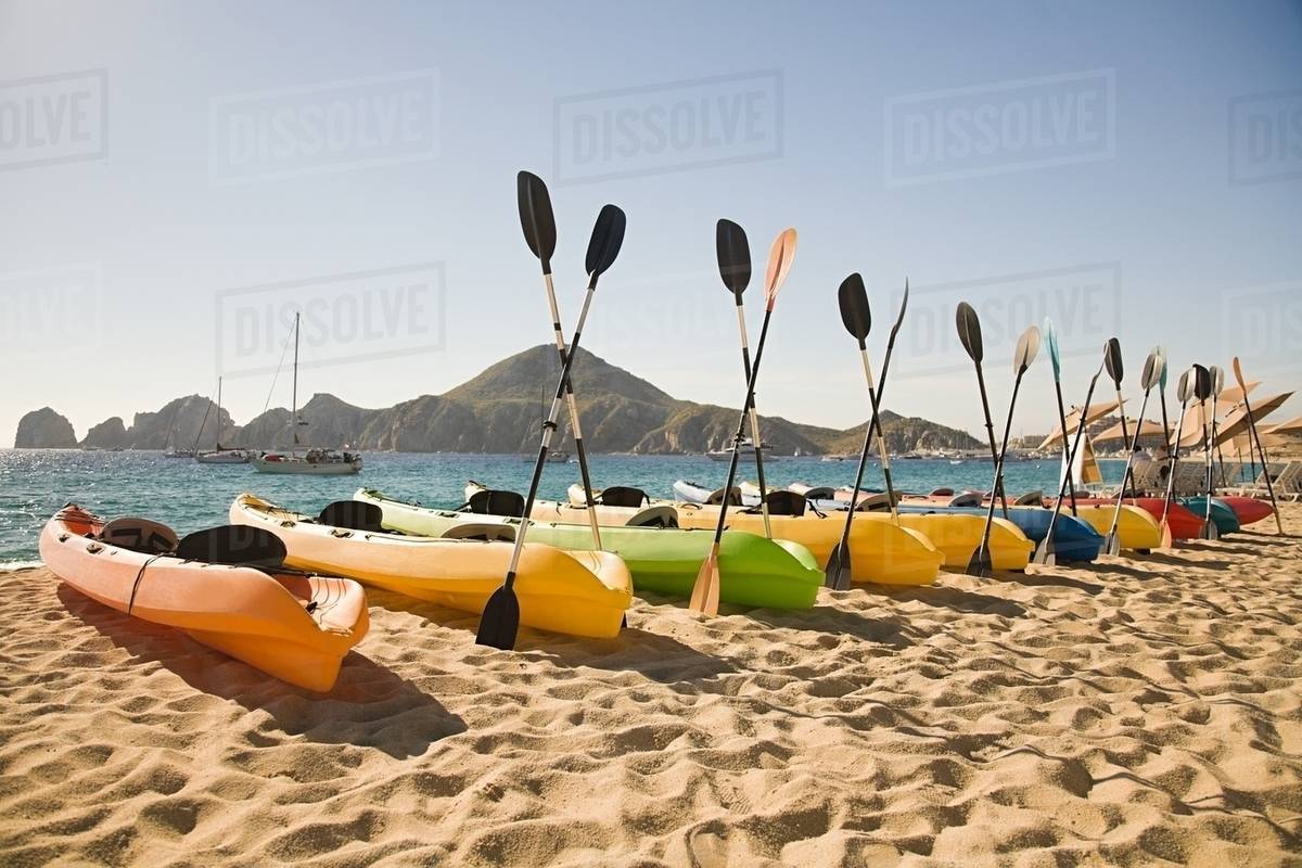 Canoes on luxury beach resort Stock Photo Dissolve
