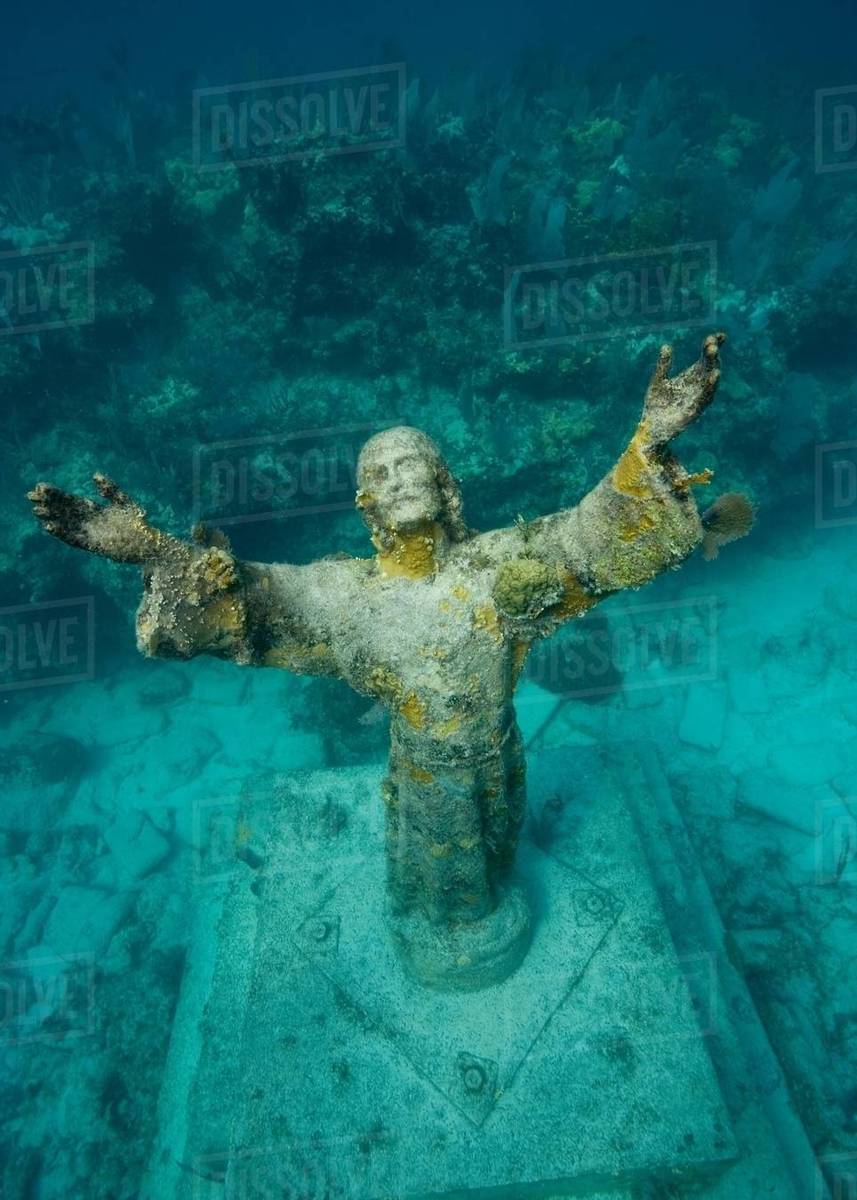 Statue of Christ of the Abyss. Stock Photo Dissolve
