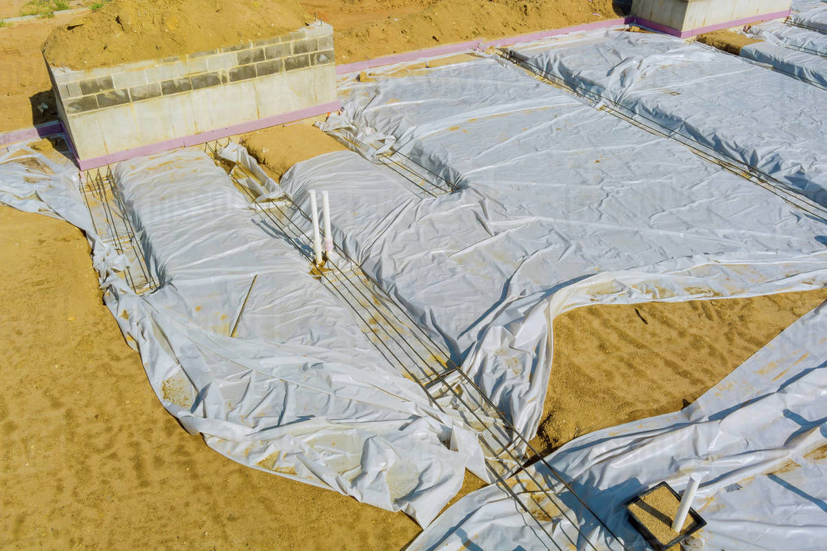 Work with drainage system of the earth for pipe sewer lying installation of a new PVC plastic